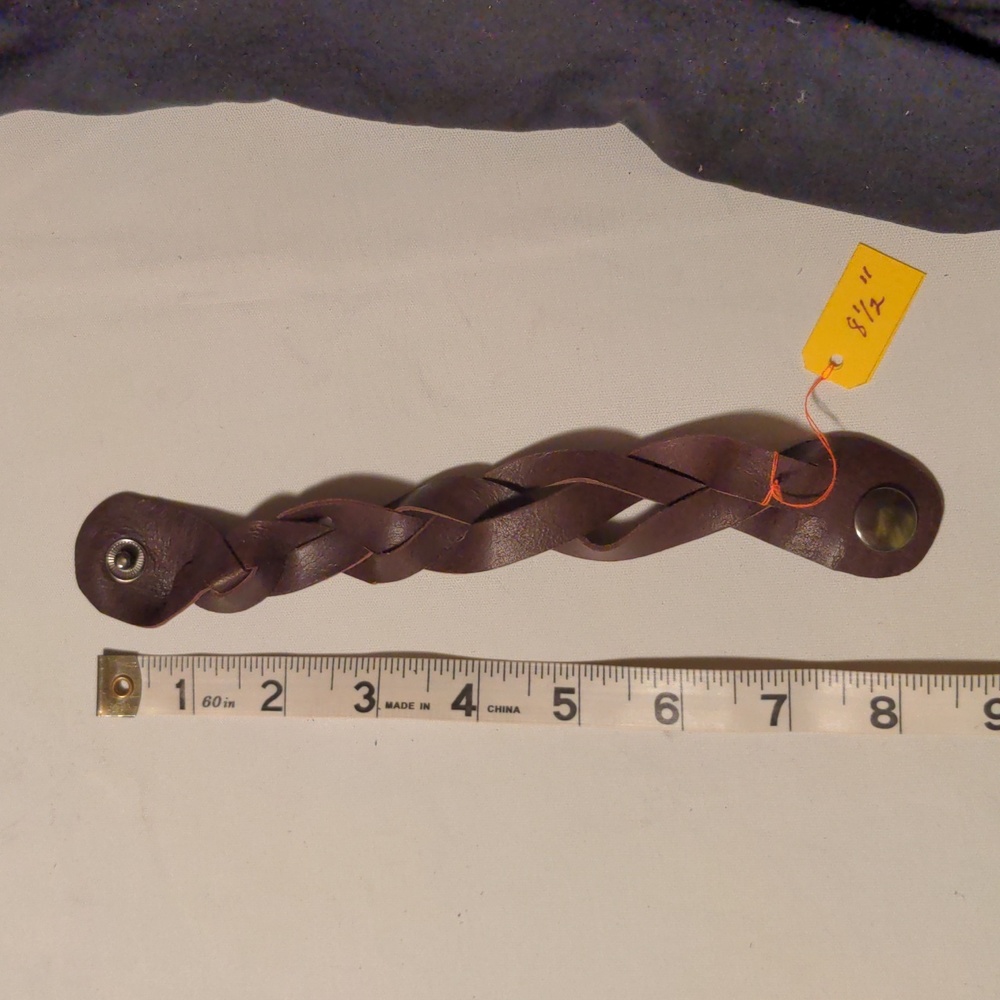 Unisex Handmade Genuine Leather Braided Bracelet Brown Gunmetal#08